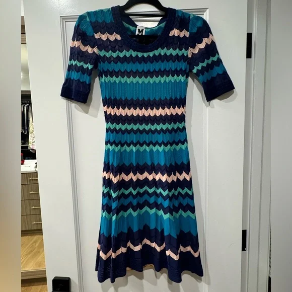 Crochet Dresses M Missoni Knit Dress M By Missoni Dresses M Missoni  Squiggly Purple Green And